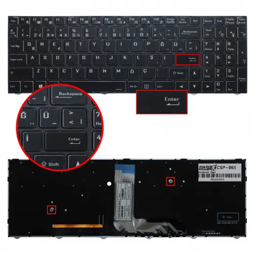 Clevo NL53RU, NL52RU, NL50CU Notebook Klavye Işıklı (Siyah TR)