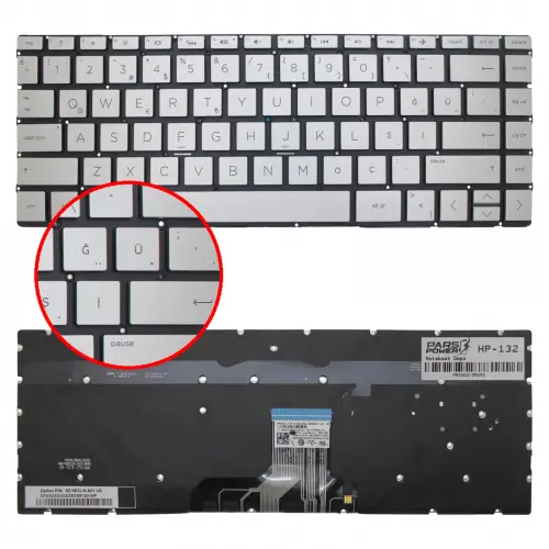 HP Envy L53415-001, L70933-001 Klavye Işıklı (Gümüş TR)