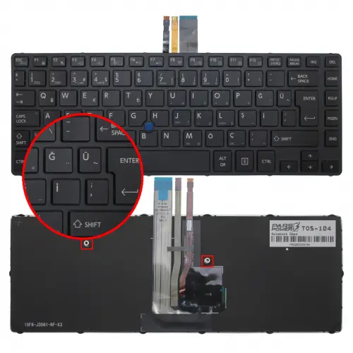 Dynabook Tecra A30-G, A30T-G Serisi Klavye Işıklı (Siyah TR)