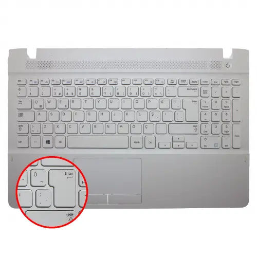 Samsung NP270E5V-X04TR, NP270E5G-K06TR Üst Kasalı Klavye (Beyaz TR)