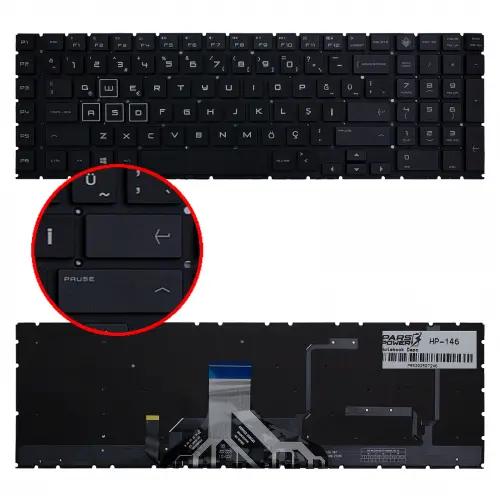 HP Omen 17-cb, 17-cb0000, 17-cb1000 Klavye Işıklı (Siyah TR)