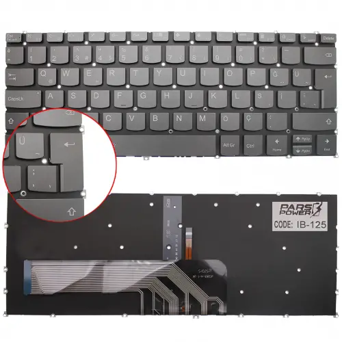 Lenovo Ideapad 1 14IAU7 82QC Klavye Işıklı (Füme TR)