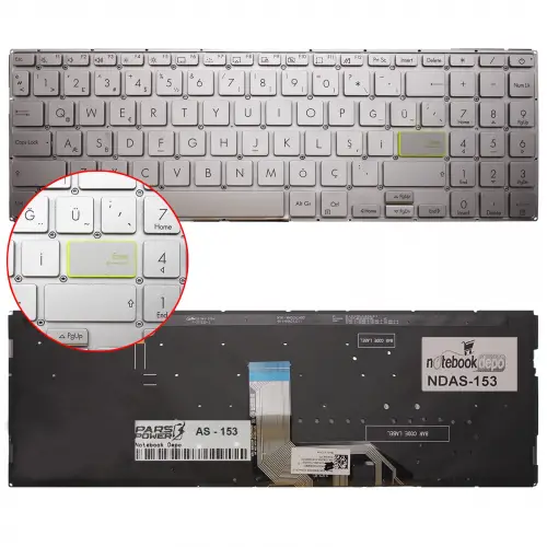 Asus 0KNB0-5127TU00 Klavye Işıklı (Gümüş TR)