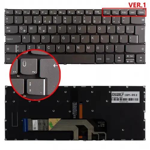Lenovo Yoga S740-14IIL Type 81RT Klavye Işıklı (Füme TR)