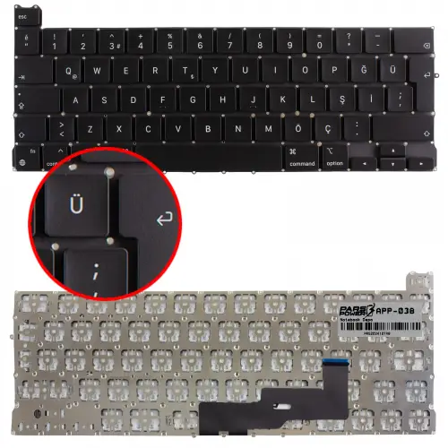 Apple MacBook Pro 13 M1 A2338 2020 Klavye (Siyah TR)