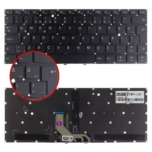 Lenovo Yoga 910-13IKB Uyumlu Klavye Işıklı (Siyah TR)