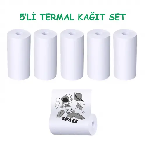 Tüm Mini Termal Fotoğraf Makinalara Uyumlu 5li Set Termal Fotoğraf Kağıdı