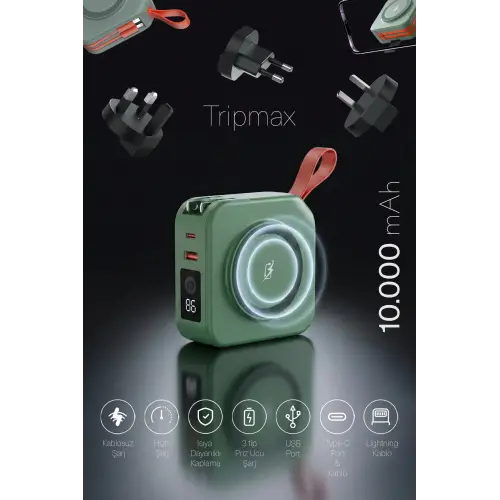 Pars Power Tripmax PRS-M001B Travel Şarj aleti (Yeşil)