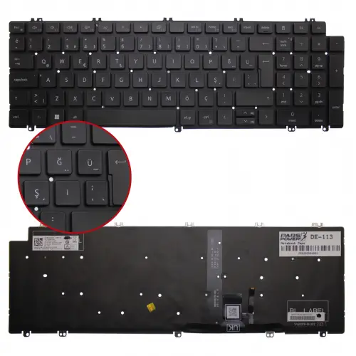 Dell Latitude P170G, P170G003 Klavye Işıklı (Siyah TR)