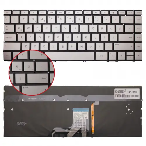HP Envy x360 13-AR Serisi TPN-W141 Klavye Işıklı (Gümüş TR)