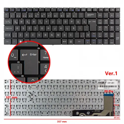 Casper Nirvana C370 Serisi Notebook Klavye (Siyah TR)