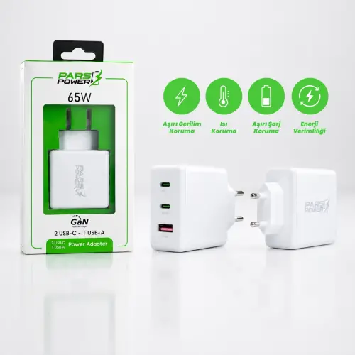 Pars Power PRS-303 65W Çoklu Hızlı Pd - Gan Adaptör Şarj Aleti-Cihazı