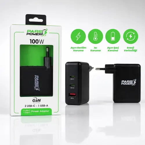 Pars Power PRS-304 100W Çoklu Hızlı Pd - Gan Adaptör Şarj Aleti-Cihazı