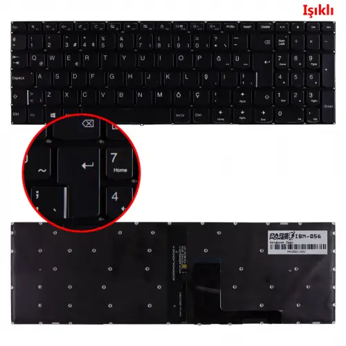 Lenovo ideaPad V110-15IBR,V310-15ABR, V310-15ISK, V510-15IKB Serisi Notebook Klavye Işıklı Siyah
