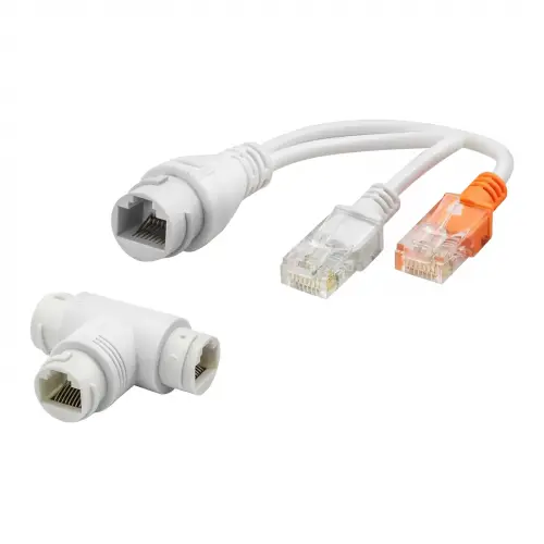 PoE Splitter T Tipi Su Geçirmez RJ45 Veri + Güç Ayırıcı Adaptör T Adaptör