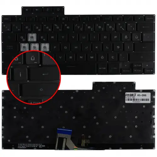 Asus TUF516PR Notebook Klavye Işıklı (Siyah TR)