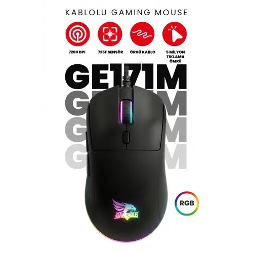Gameagle GE171M RGB Makrolu 7200DPI Kablolu Oyuncu Mouse