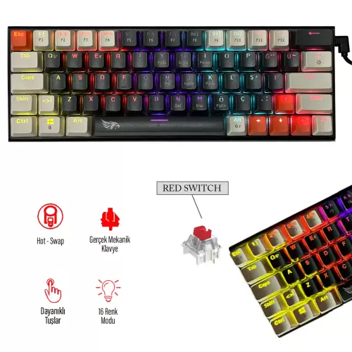 Gameagle Neopulse MK-63X1ABR Mekanik Işıklı Red Switch Gamer Oyuncu Klavye