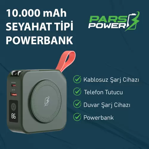 Pars Power Tripmax PRS-M001B Gan Adaptörlü Power Bank (Yeşil)