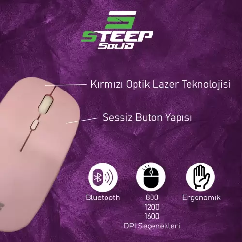 Steep Solid Magic 2.4G Bluetooth Mouse (Pembe)
STEEPM1P