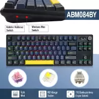 CIDOO ABM084 Esports RGB Mekanik 3 Mode Kablosuz Klavye (SARI SİYAH)