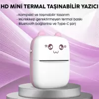Steep Solid C9 Mini Fotoğraf Yazıcı Kablosuz Baskı Makinesi Ios Android Uyumlu Termal Printer (Pembe)