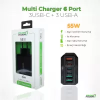 Pars Power PRS-300 55W Çoklu Hızlı Pd - Gan Adaptör Şarj Aleti-Cihazı