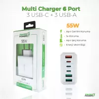 Pars Power PRS-301 55W Çoklu Hızlı Pd - Gan Adaptör Şarj Aleti-Cihazı