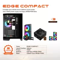 Gameagle Edge Compact 3 Argb Fanlı Oyuncu Pc Kasası 750W 80+ Plus Bronz Powerlı Sıvı Soğutmalı (Siyah)