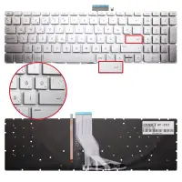 HP Pavilion 17-ab009nt, 17-ab010nt Notebook Klavye Işıklı (Gümüş TR)