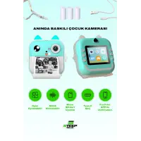 Steep Solid Q5 Anlık Termal Yazıcılı Dijital Çocuk Kamerası 2.4 İnç HD Şipşak Fotoğraf Makinesi (Mavi)