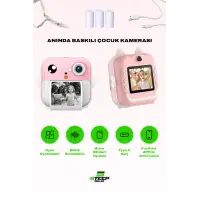 Steep Solid Q5 Anlık Termal Yazıcılı Dijital Çocuk Kamerası 2.4 İnç HD Şipşak Fotoğraf Makinesi (Pembe)