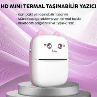 Steep Solid C9 Mini Fotoğraf Yazıcı Kablosuz Etiket Yazıcı Baskı Makinesi Ios Android Uyumlu Termal Printer (Pembe)