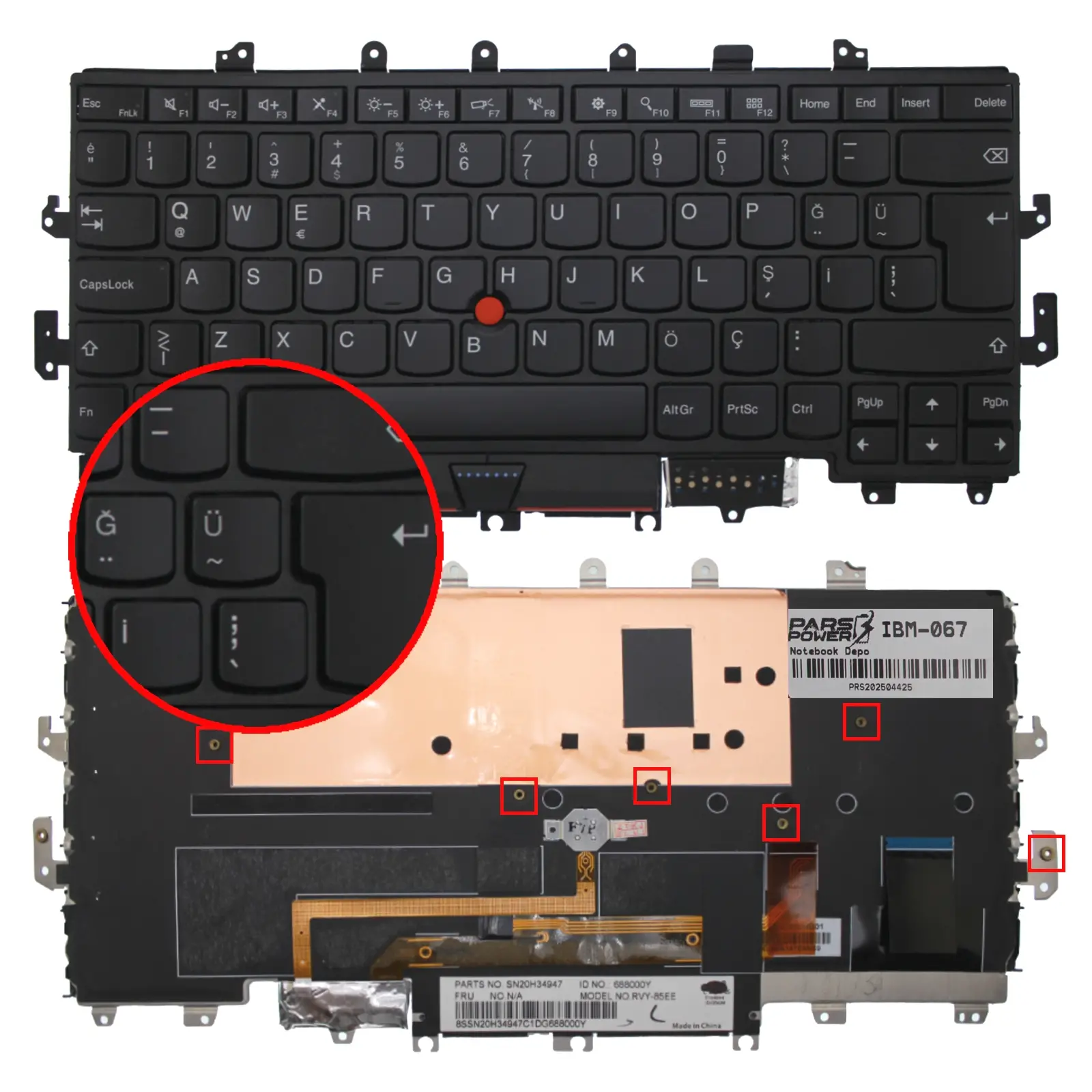 Lenovo ThinkPad X1 Yoga 20FR Serisi Notebook Klavye Işıklı (Siyah