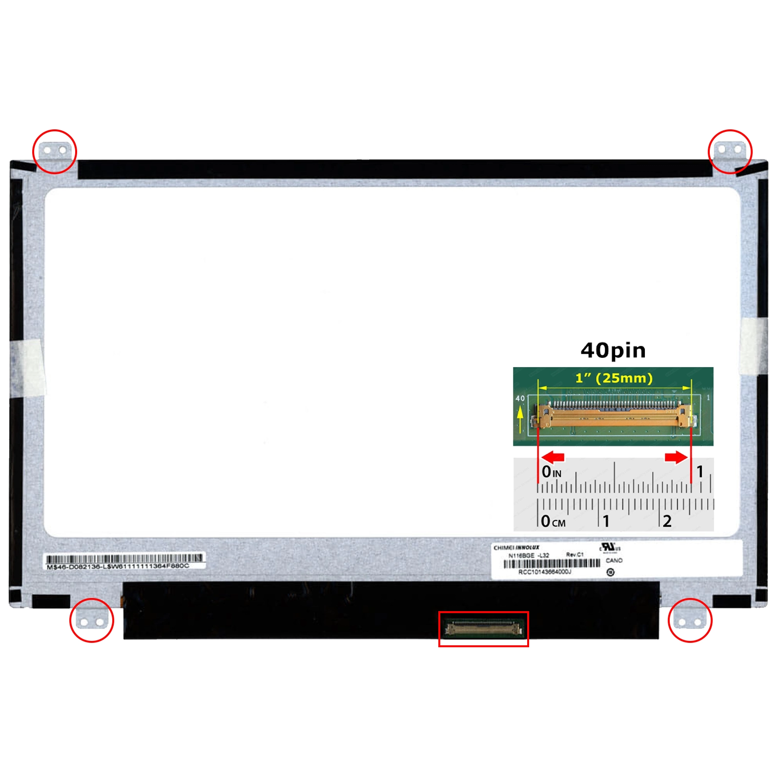 Dalle écran 11.6 Pouces N116BGE-E32 Rev.C2 - LED HD 1366x768 - Pour Ordinateur Portable