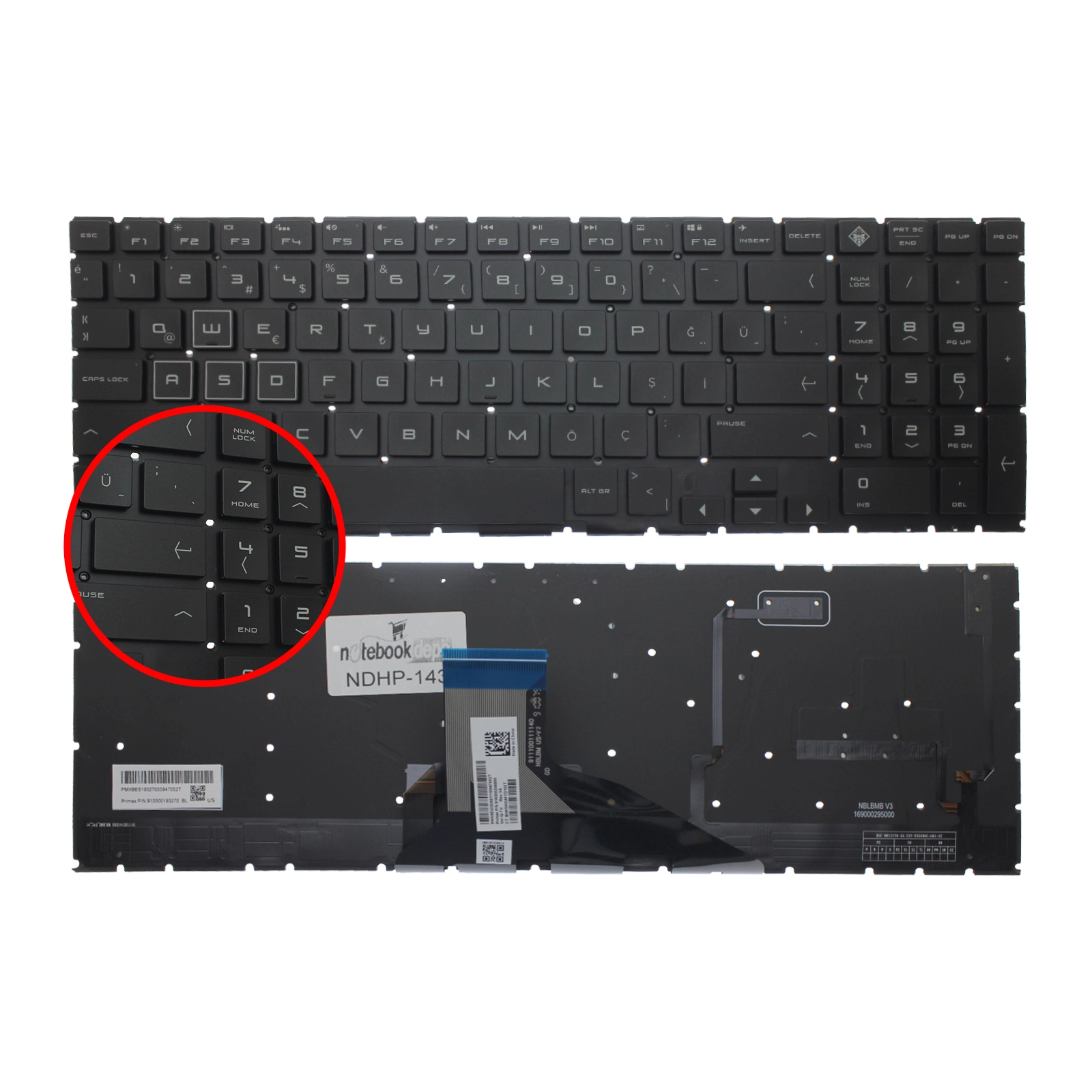 Tastiera Completa Retroilluminata Per HP OMEN 15-dc0000 15-dc2000 15-dc1000 - Layout QWERTZ Nero