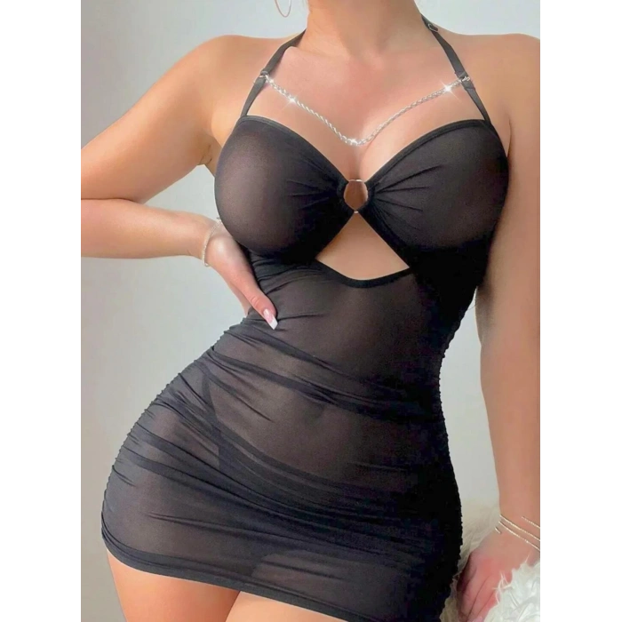 Siyah R.Zincir Detayli Fantazi Gecelik