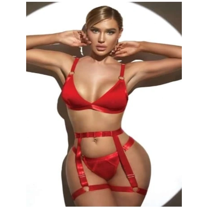 Kirmizi R. Şeritli Transparan Jartiyer