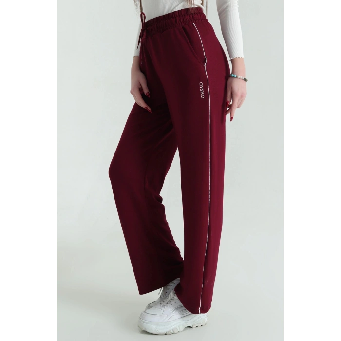 Bordo Modal Bİyeli Bayan Eşofman Altı