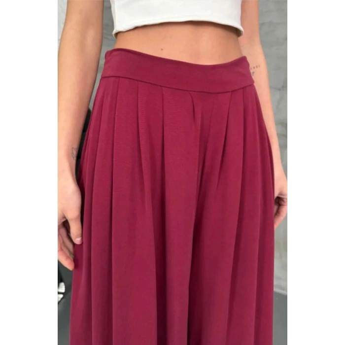 Bordo R. Bel Pileli Modal Pantolon