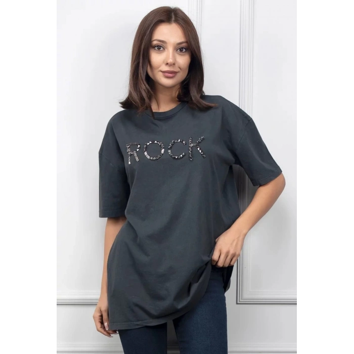 Füme R.Ön Bonçuk İşleme Bayan Tşhirt