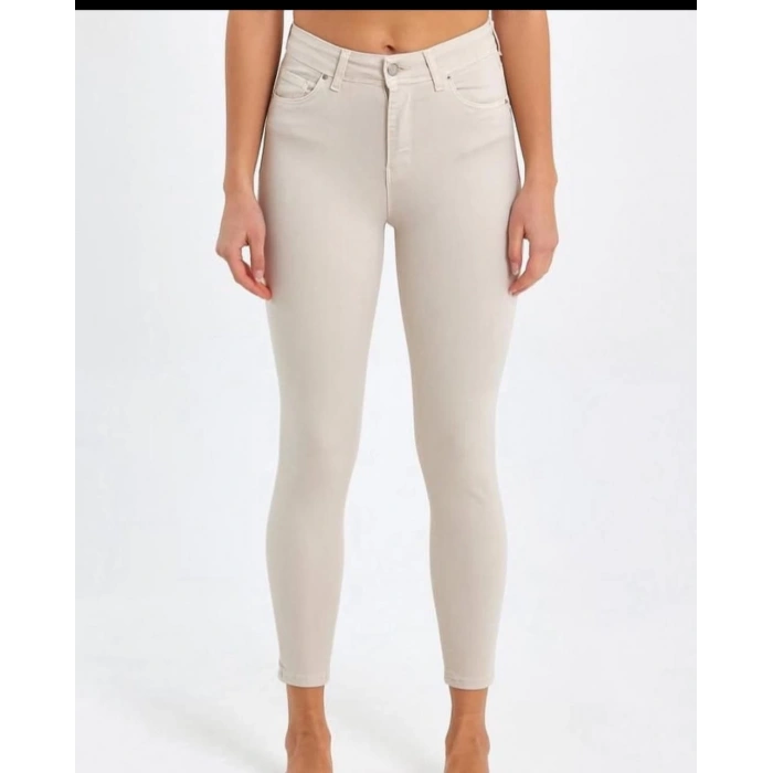 Taş R. Ful Likralı Yüksek Bel Dar Paça Kadın  Pantolon