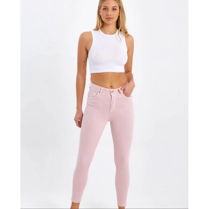 Pembe R. Ful Likralı Yüksek bel Bayan Kot Pantolon