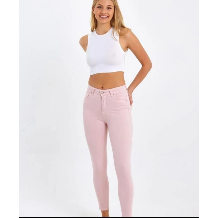 Pembe R. Ful Likralı Yüksek bel Bayan Kot Pantolon