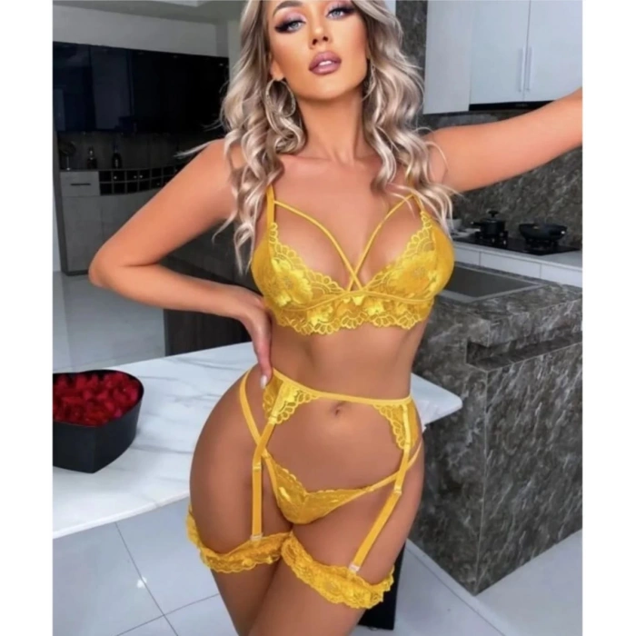 Sarı R. Bacak Bantlı Sksi Kadin Jartiyer