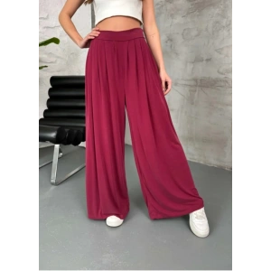 Bordo R. Bel Pileli Modal Pantolon