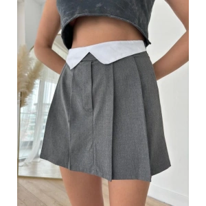 Gri  R. Bel Kapklı Şort Etek