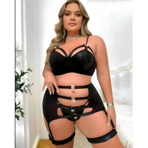 Siyah R. Halka Ve Bacak Bant Detaylı Rahat Jartiyer