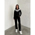 Siyah Şardonlu Modal Garnili Eşofman Takımı