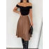 Kahve Deri Kloş Etek